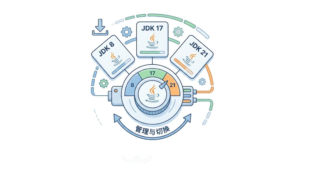 多个 JDK 版本（Java 8、17、21）下载和切换